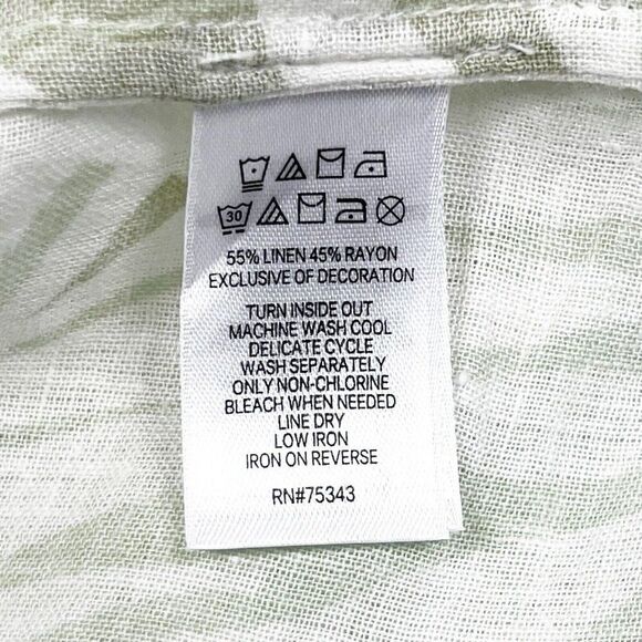 Cynthia Rowley Green Linen Blend Kaftan Midi Dress Cover Up Tropical Beach Small - Picture 9 of 10